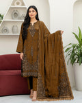 Fancy Chamki Dhanak 3PC suit with sequence head-skip embroidery and cutwork lace dupatta