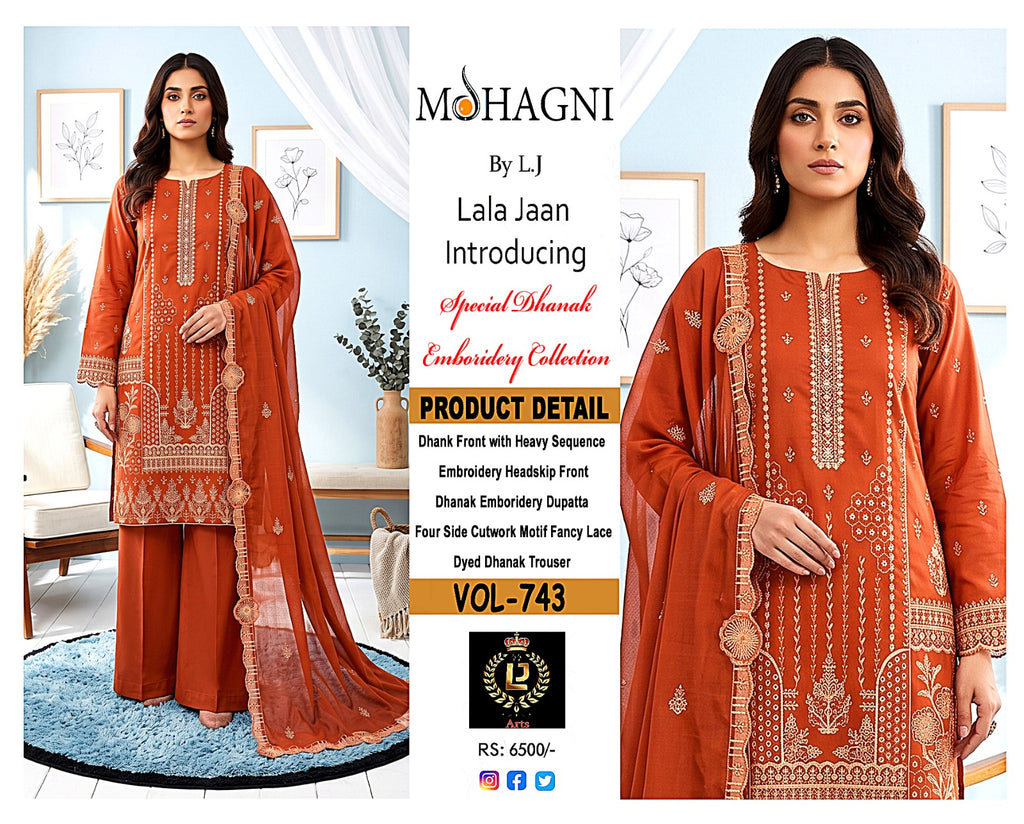 Premium Heavy Embroidered Winter Dhanak Stuff Suit | Vol-743 Mohagni