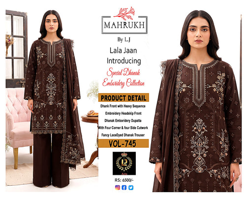Premium Double-Head Sequence Embroidered Winter Dhanak Suit | Vol-745 Mah Rukh