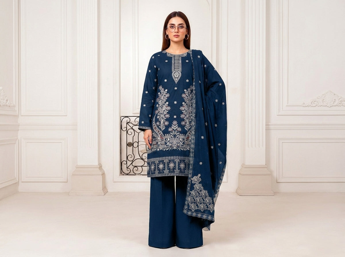 Premium Heavy Double-Head Sequence Embroidered Winter Dhanak Suit | Vol-746 AALAYA