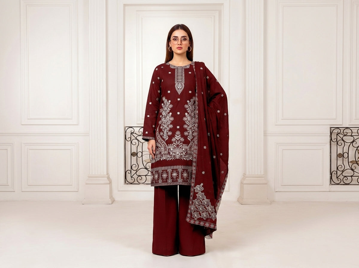 Premium Heavy Double-Head Sequence Embroidered Winter Dhanak Suit | Vol-746 AALAYA