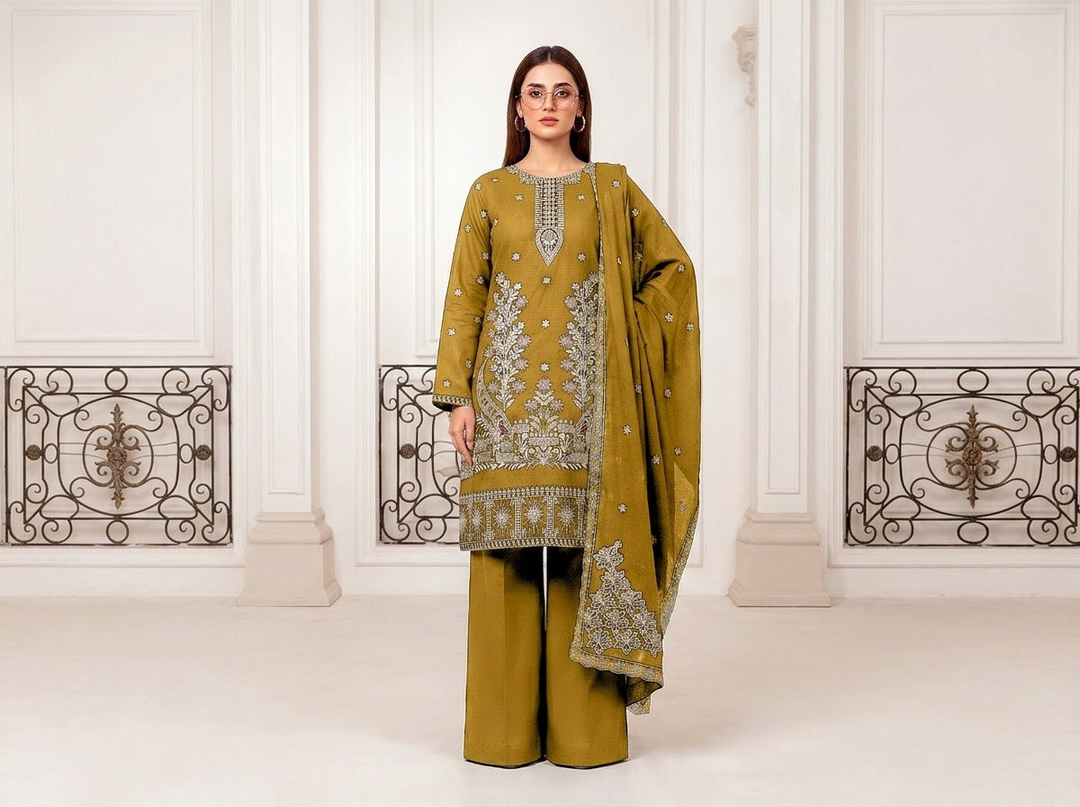 Premium Heavy Double-Head Sequence Embroidered Winter Dhanak Suit | Vol-746 AALAYA