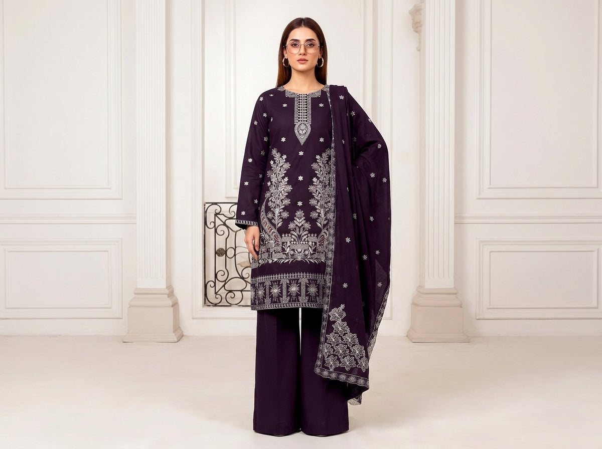 Premium Heavy Double-Head Sequence Embroidered Winter Dhanak Suit | Vol-746 AALAYA