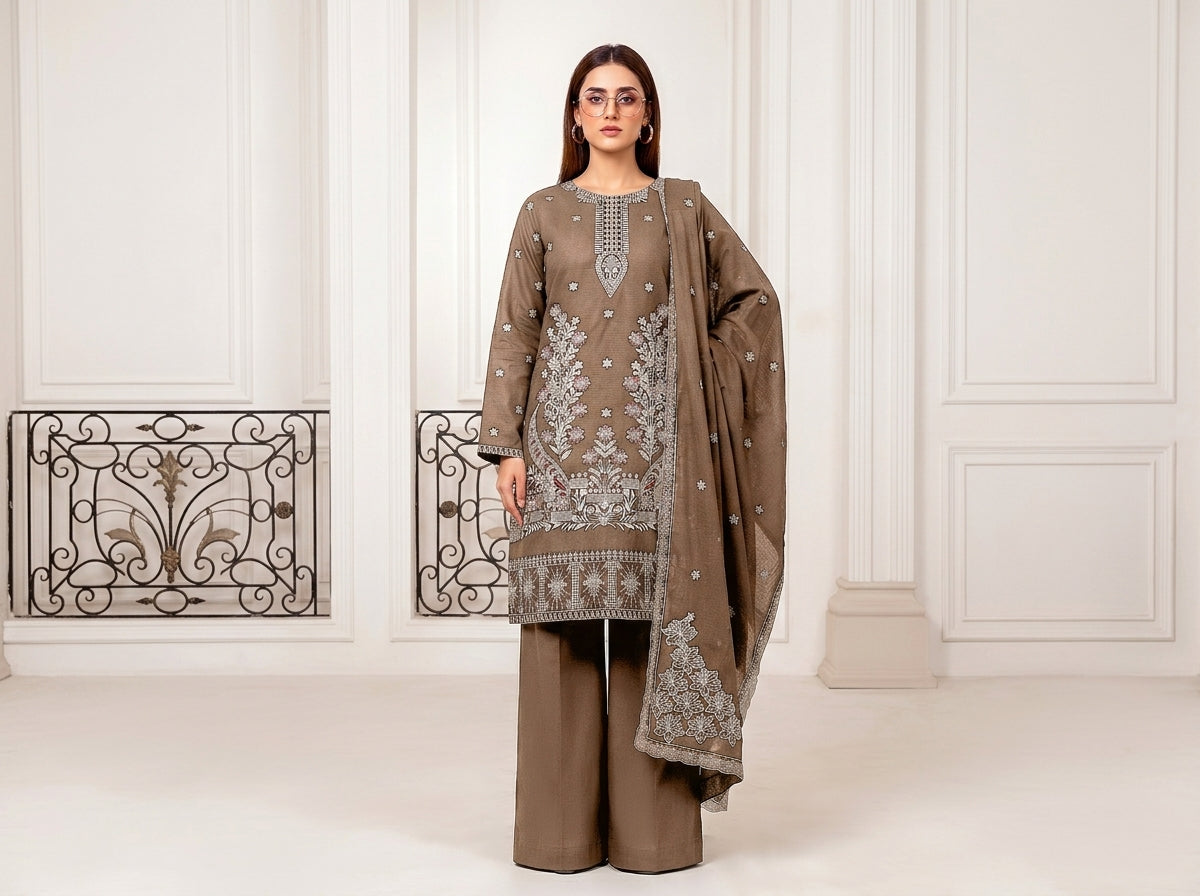 Premium Heavy Double-Head Sequence Embroidered Winter Dhanak Suit | Vol-746 AALAYA