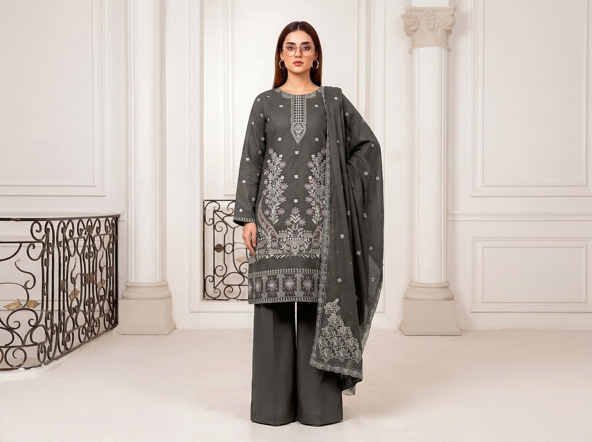 Premium Heavy Double-Head Sequence Embroidered Winter Dhanak Suit | Vol-746 AALAYA