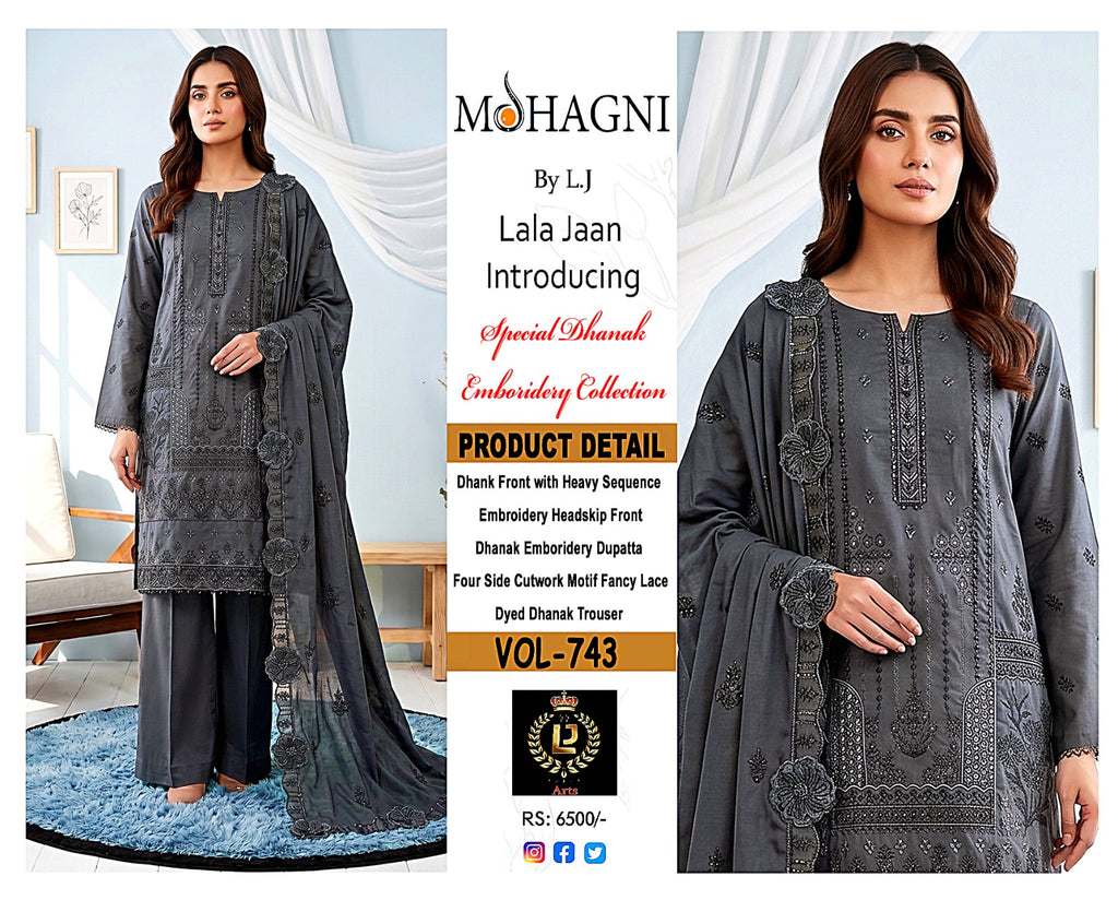 Premium Heavy Embroidered Winter Dhanak Stuff Suit | Vol-743 Mohagni