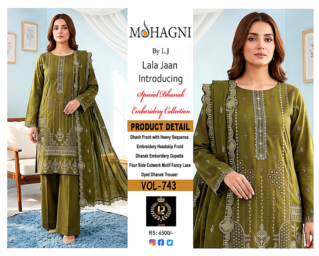 Premium Heavy Embroidered Winter Dhanak Stuff Suit | Vol-743 Mohagni