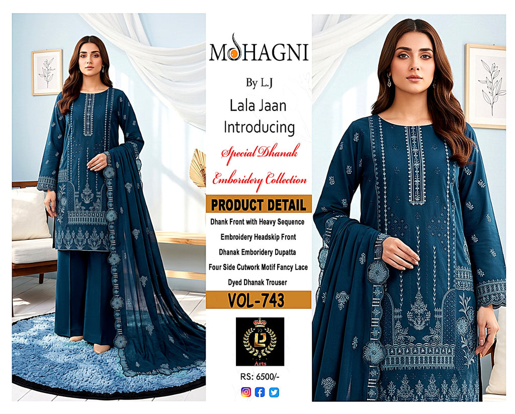 Premium Heavy Embroidered Winter Dhanak Stuff Suit | Vol-743 Mohagni