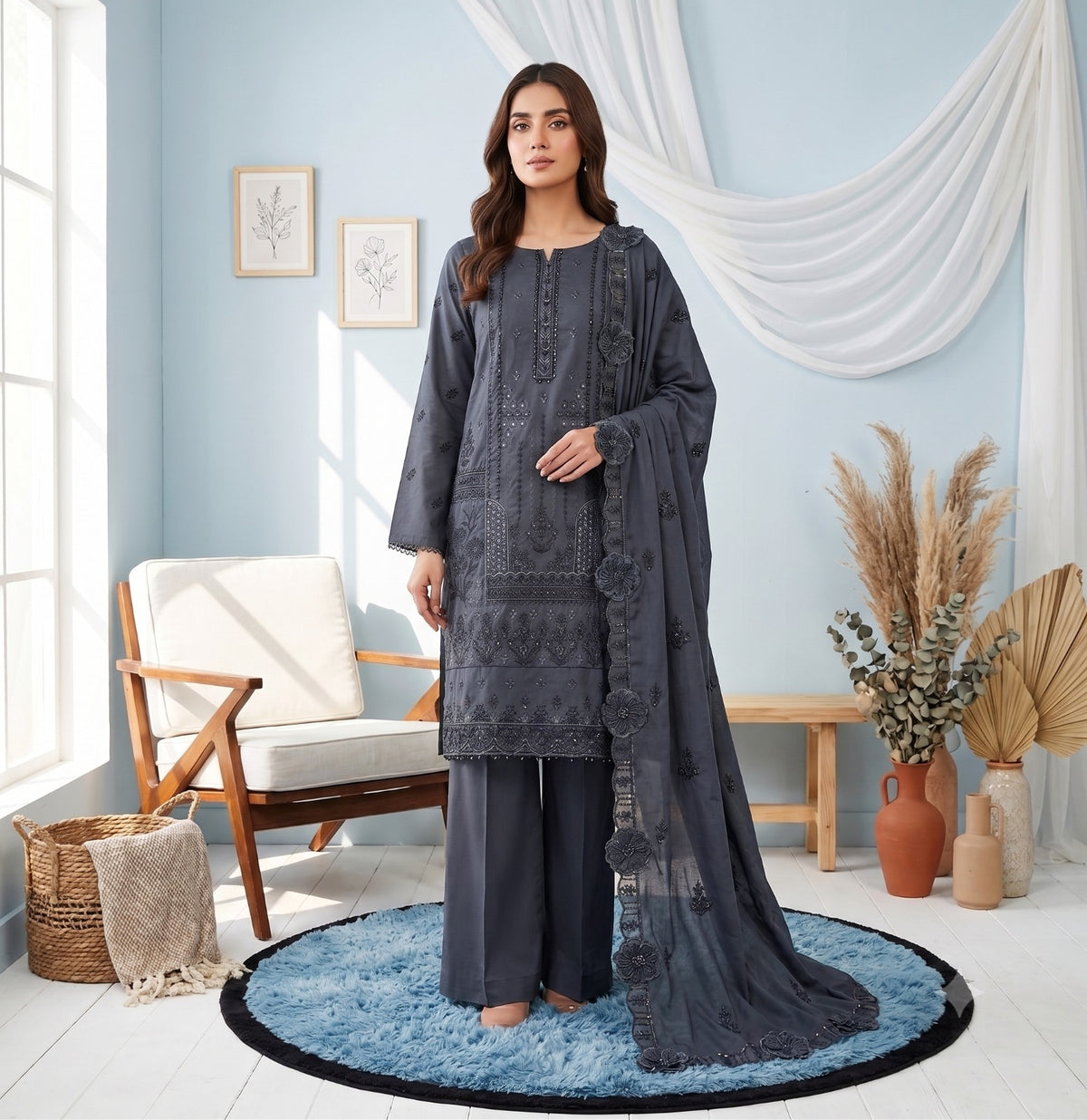Premium Heavy Embroidered Winter Dhanak Stuff Suit | Vol-743 Mohagni