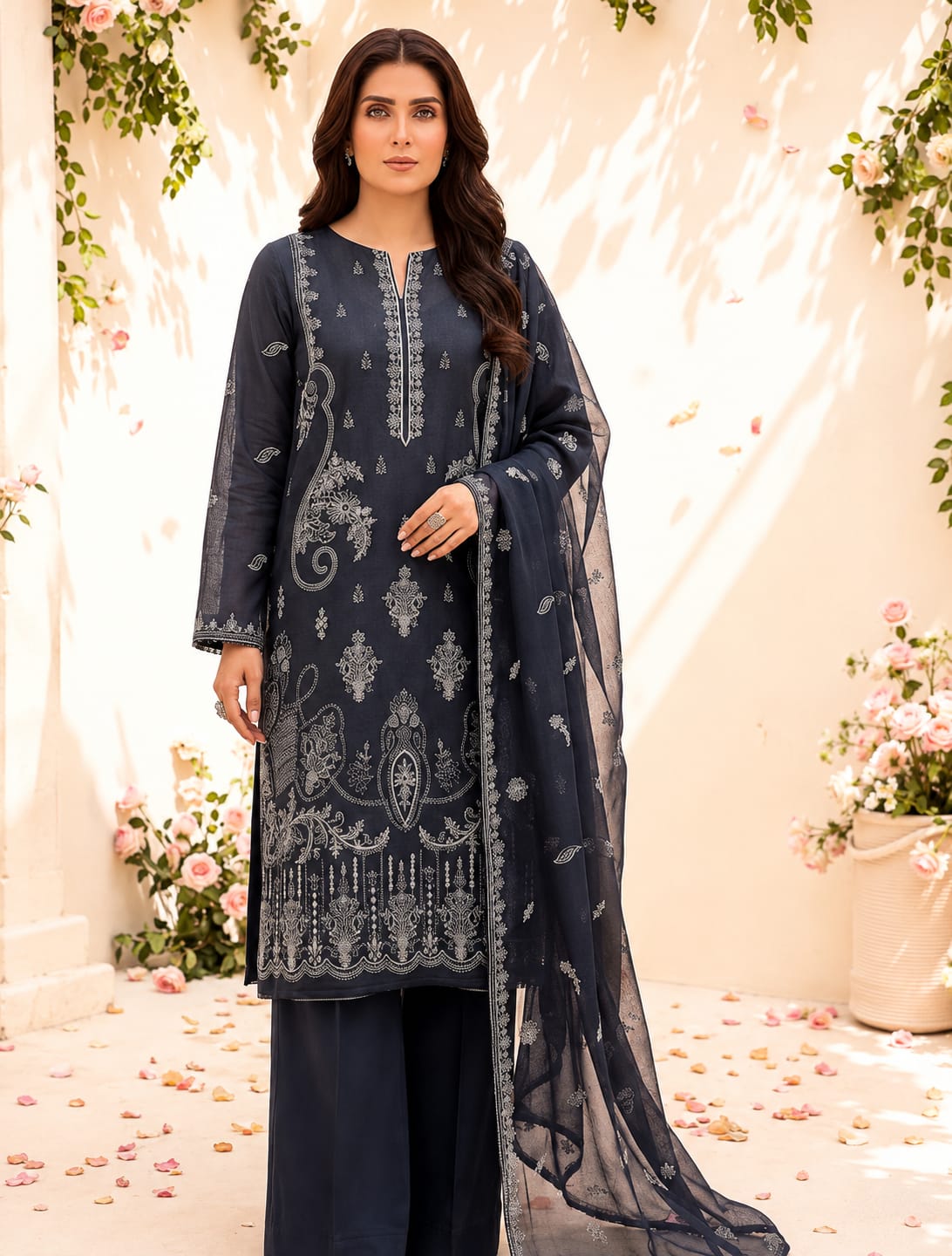 Premium Fully Embroidered Viscose Suit | Vol-744 Mayal