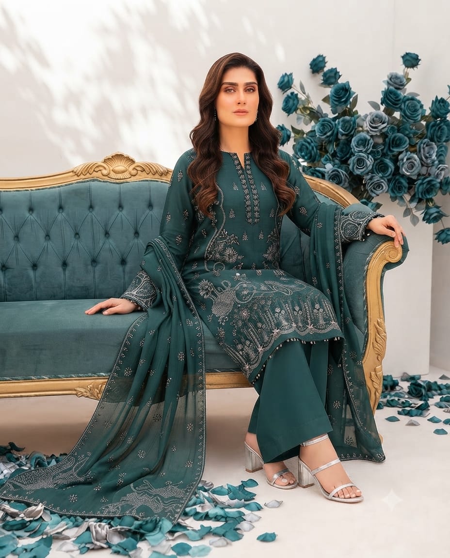 Premium Fully Embroidered Viscose Suit | Vol-744 Mayal