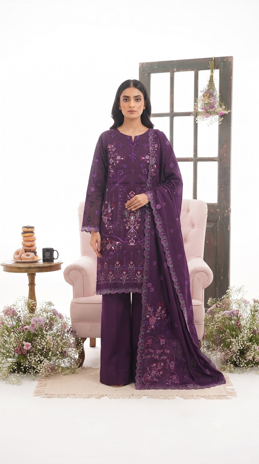 Premium Double-Head Sequence Embroidered Winter Dhanak Suit | Vol-745 Mah Rukh